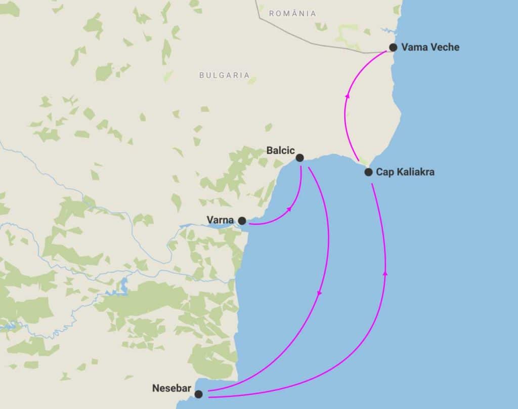 harta circuit paste balcic si nisipurile de aur 2026