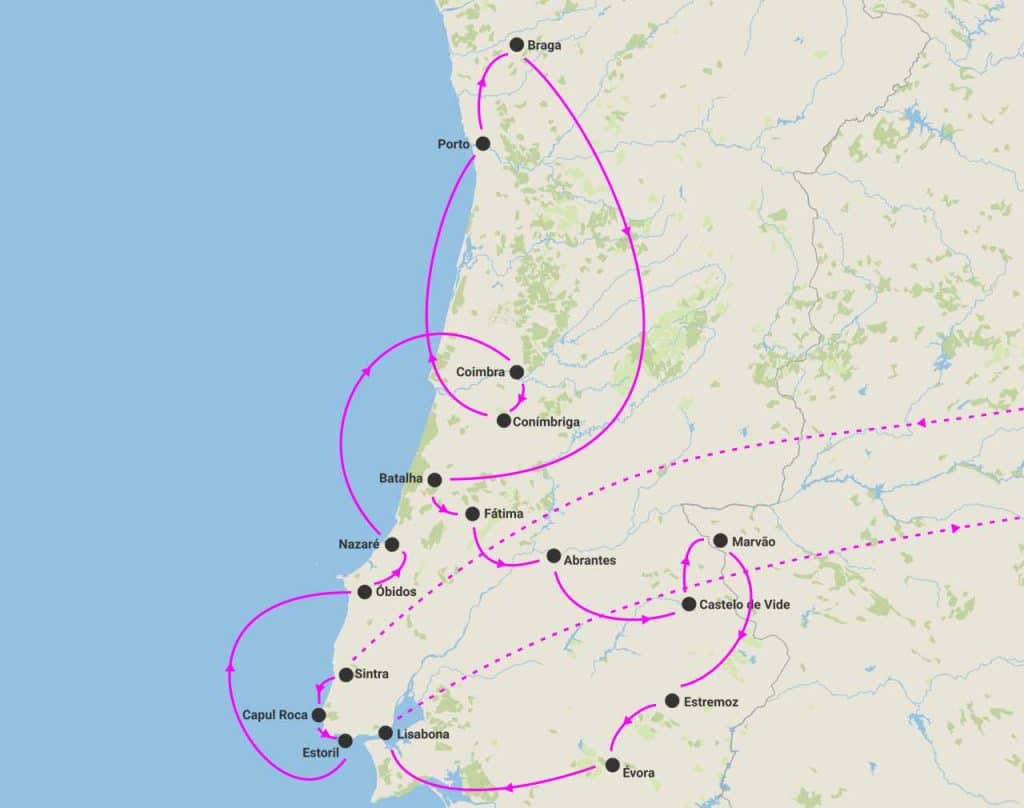 harta circuit minunile portugaliei