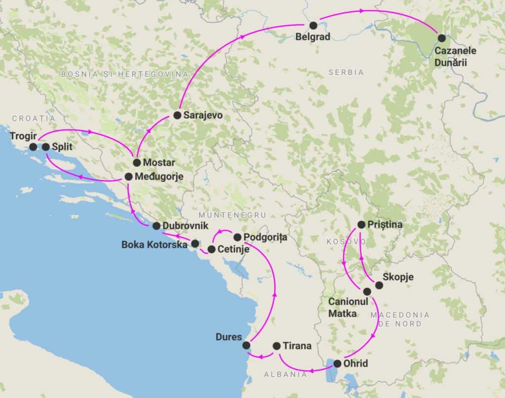 harta periplu balcanic de paste 2026