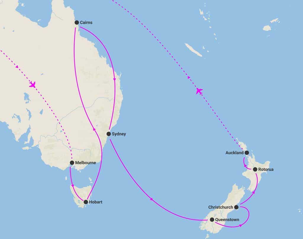 harta circuit australia tasmania noua zeelanda