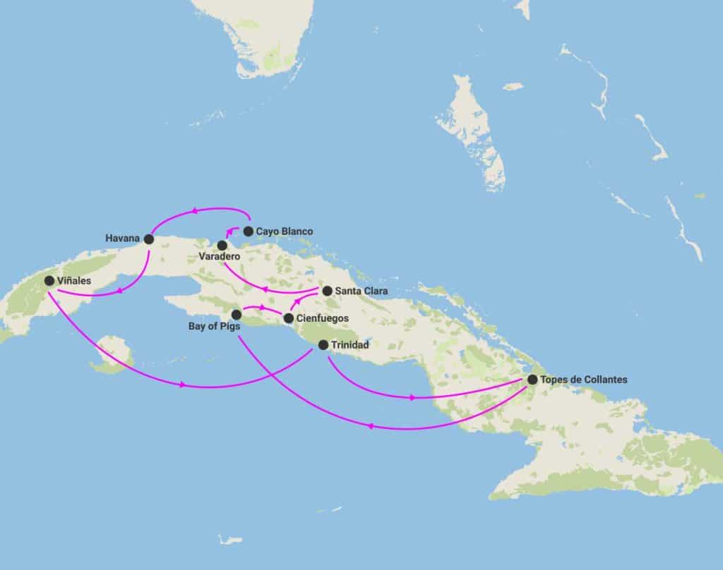 harta circuit cuba sejur varadero