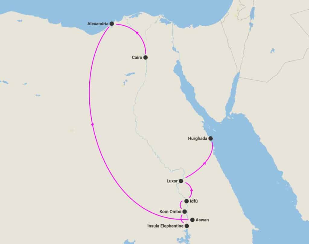 harta circuit egipt cairo croaziera nil hurghada 1