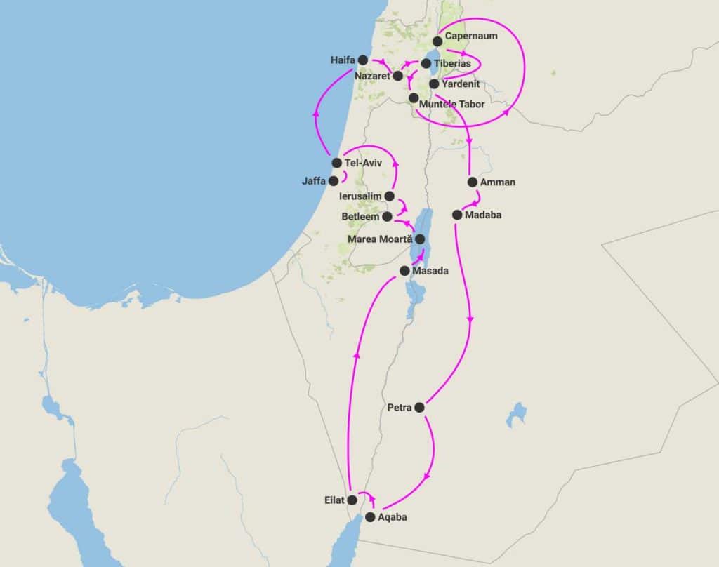 harta circuit paste israel iordania leaganul crestinatatii