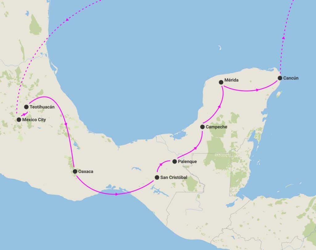 harta circuit paste mexic marele tur sejur cancun