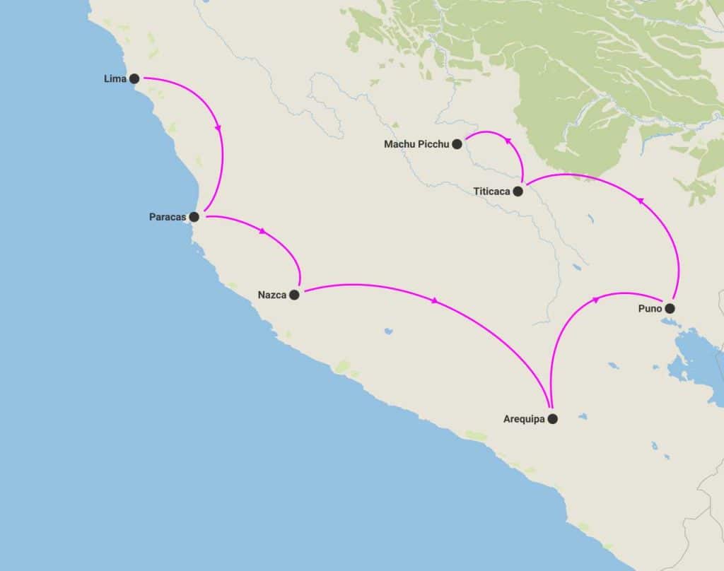 harta circuit peru civilizatia lumii incase